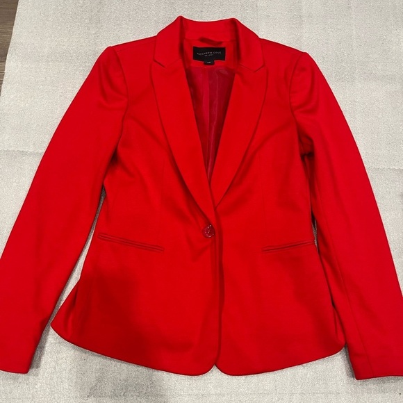 [S]Kenneth Cole Select Women's Red Blazer One Button Lined Career Preppy NWOT - Picture 2 of 12